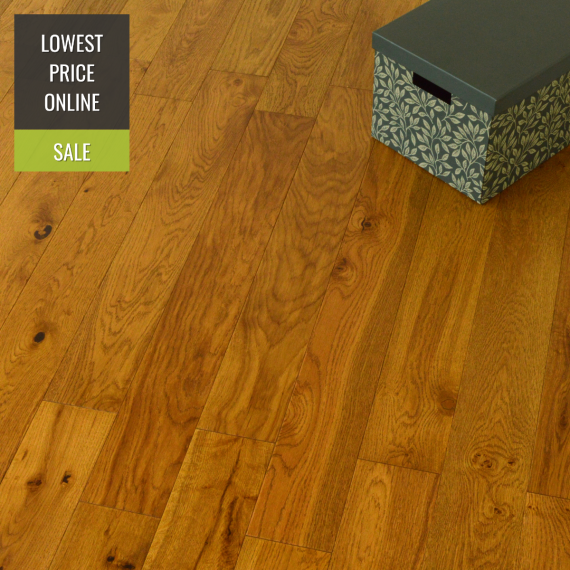 Stockholm Engineered Golden Oak Brushed and Lacquered 110mm x 14/3mm Wood Flooring