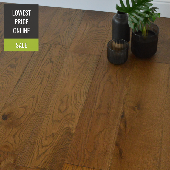 Hillingdon Engineered Coffee Oak Brushed and Lacquered 180mm x 14/2mm Wood Flooring