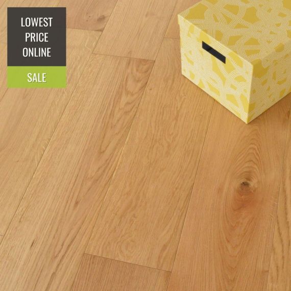 Hillingdon Engineered Natural Oak Brushed and Lacquered Click Lok 190mm x 14/2mm Wood Flooring