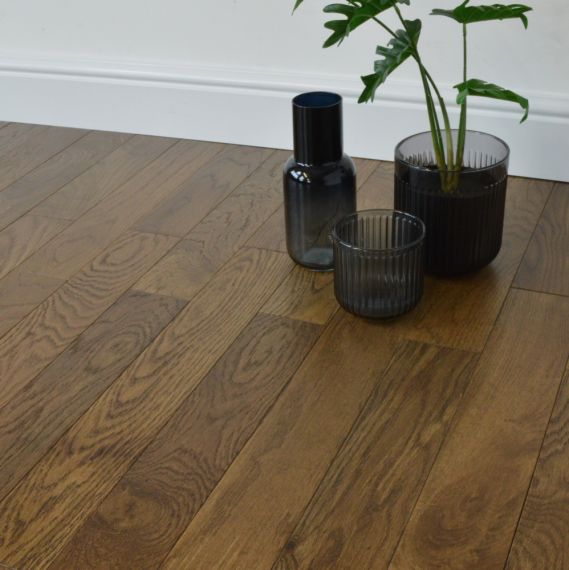 Twickenham Solid Coffee Oak Brushed & Lacquered 90mm x 18mm Wood Flooring