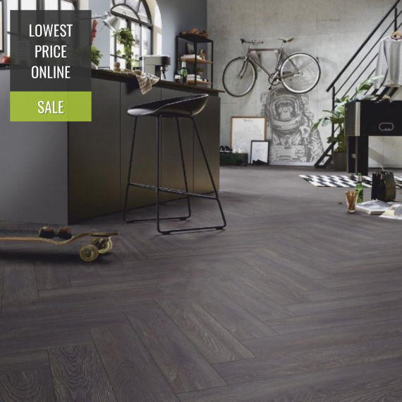 Valore 8mm Black Oak Parquet Laminate Flooring | Parquet Herringbone Flooring