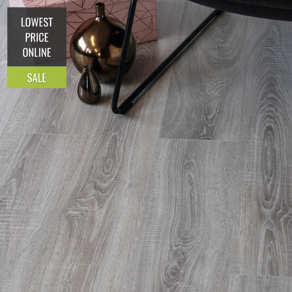 Valore 8mm Light Grey Sawcut Oak Laminate Flooring