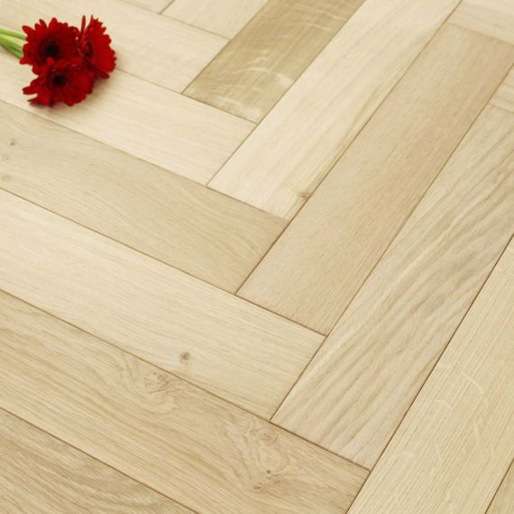 Sawbury Engineered Natural Oak Unfinished 80mm x 18/3mm Parquet Wood Flooring (Wooden Flooring)