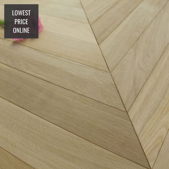 Sawbury Elite Engineered Unfinished Oak 90mm x 18/4 Chevron Wood Flooring | Parquet Flooring