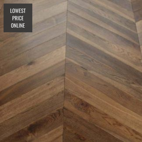Sawbury Elite Engineered Double Smoked and Oiled 90mm x 18/4 Chevron Wood Flooring | Parquet Flooring