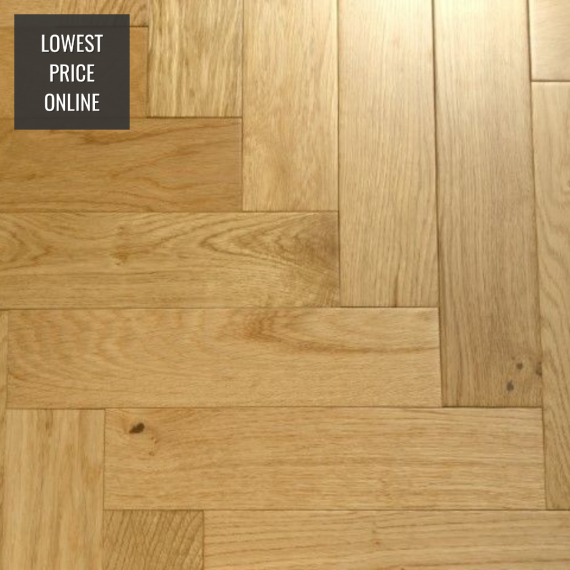 Sawbury Engineered Natural Oak Lacquered 90mm x 18/4mm Parquet Wood Flooring | Parquet Herringbone Flooring