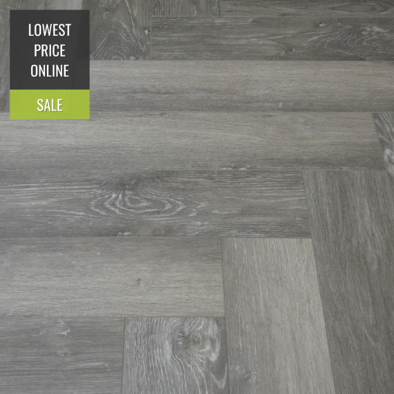 Calder Luxury Vinyl Grey Whitewash 126mm x 5/0.3mm Herringbone LVT Flooring | Parquet Herringbone Flooring