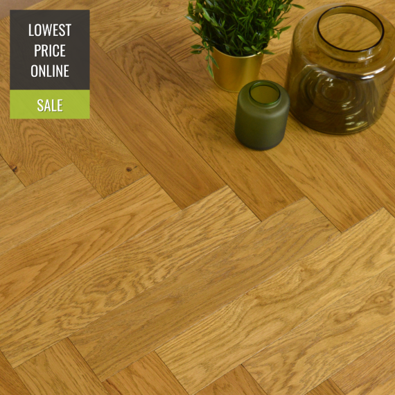 Sawbury Engineered Golden Oak Brushed and Lacquered 90mm x 15/4mm Parquet Wood Flooring | Parquet Herringbone Flooring